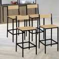 Lot de 4 tabourets de bar DETROIT avec dossier chaise de cuisine design industriel