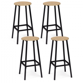 Lot de 4 tabourets de bar DETROIT assise ronde design industriel Lot de 4 tabourets de bar DETROIT assise ronde design industriel
