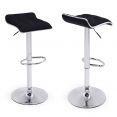 Lot de 2 tabourets de bar MARCO pivotant assise noir rembourrée