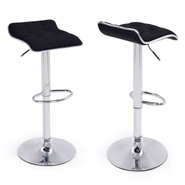 Lot de 2 tabourets de bar MARCO pivotant assise noir rembourrée Lot de 2 tabourets de bar MARCO pivotant assise noir rembourrée