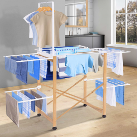 Séchoir à linge DELUXE design imitation bois avec penderie