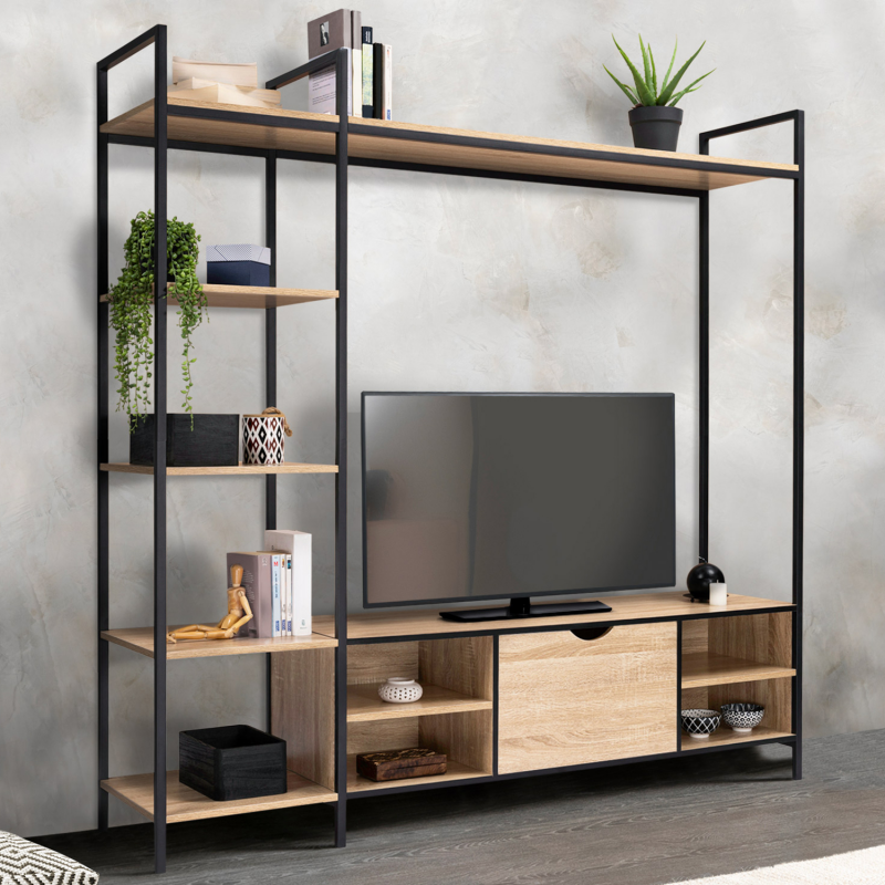 Meuble WC 2 Portes DETROIT Style Industriel - Métal & Bois - 18x30x119cm - IDMarket