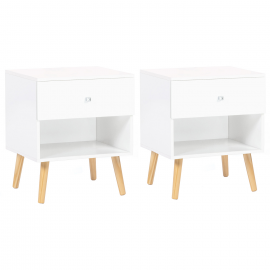 Lot de 2 chevets 1 tiroir EMMIE scandinave bois blanc Lot de 2 chevets 1 tiroir EMMIE scandinave bois blanc