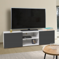 Meuble TV ELI blanc portes gris anthracite