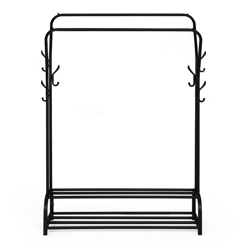 Laiensia Portant à Vêtements Double Tringle Avec Roulettes - Porte-vêtements Multifonction Doré Avec 4 Crochets Laiensia Portant à Vêtements Double Tringle Avec Roulettes - Porte-vêtements Multifonction Doré Avec 4 Crochets