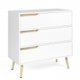 Commode 3 tiroirs scandinave blanc et bois