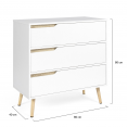 Commode 3 tiroirs scandinave blanc et bois