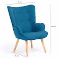 Fauteuil scandinave IVAR en tissu bleu canard