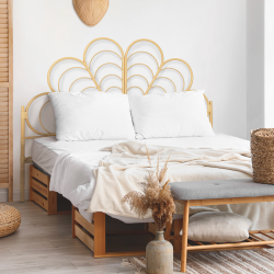 14863 - Testata da 160 cm in rattan a forma di fiore Tête de lit IVY effet rotin 160 CM