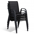 Lot de 4 chaises de jardin LYMA métal et textilène empilables noires