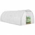 Serre tunnel de jardin 18M² blanche relevable avec moustiquaire