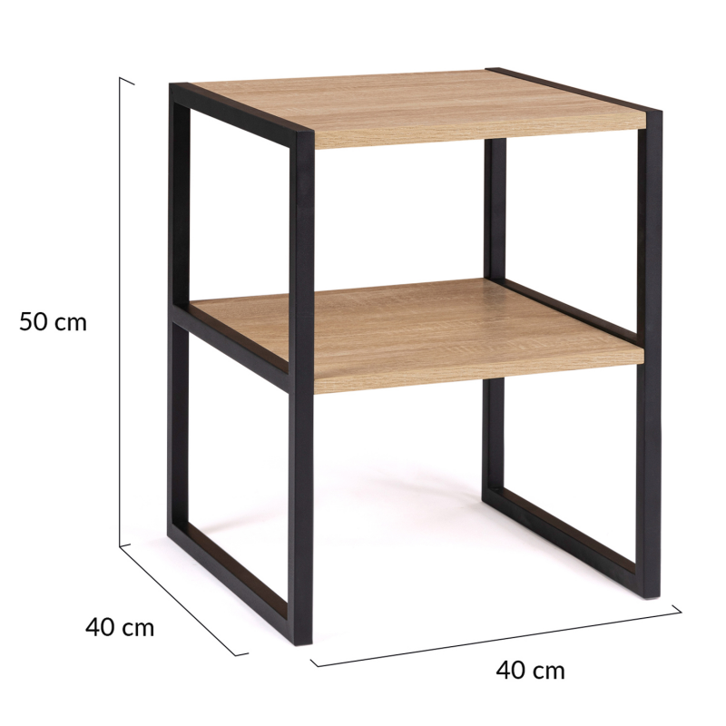 Lot De 2 Tables De Chevet Detroit – Style Industriel Bois Et Métal Noir – Avec Porte De Rangement - 2