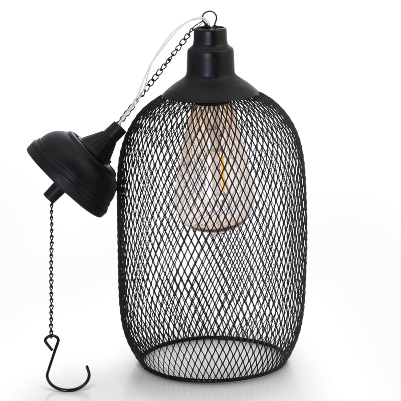 Lampe solaire extérieure FRASER suspension en acier noir