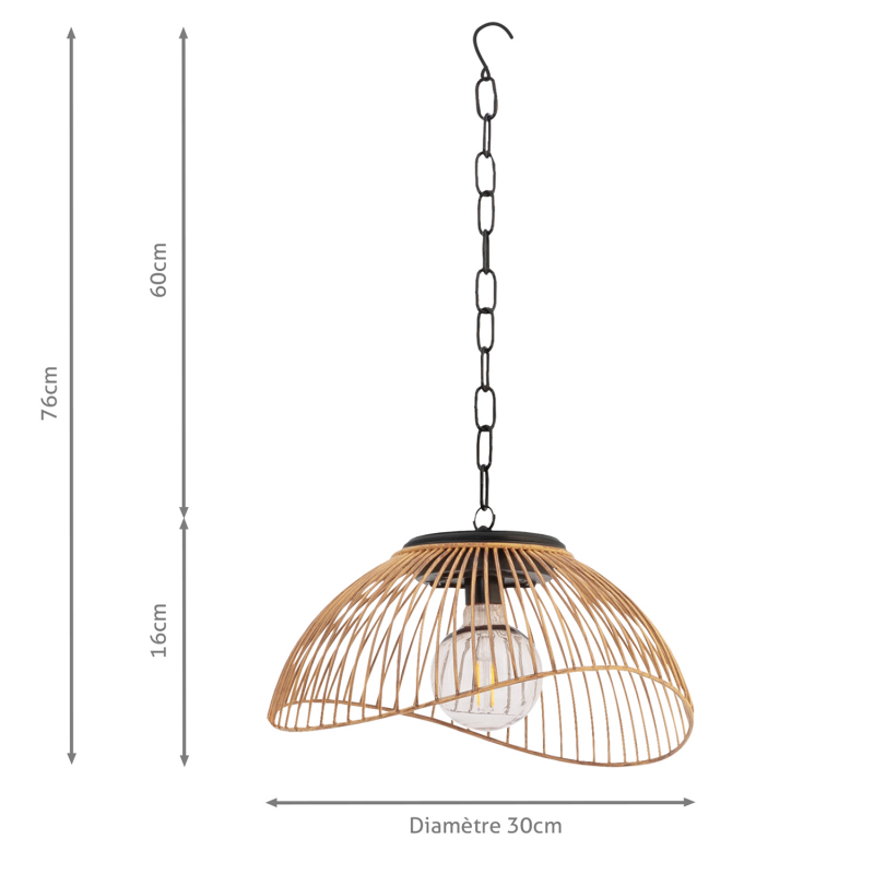 Lampe suspendue avec batterie - Vintage - En bois - Avec batterie - Style  bohème - En rotin - Sans électricité - Éclairage extérieur - Lanternes 