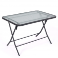 Table de jardin pliante VENISE 110 cm en acier et verre trempé