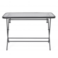 Table de jardin pliante VENISE 110 cm en acier et verre trempé