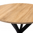 Table à manger ronde ALIX 2 à 4 personnes pied araignée bois et noir 80 cm