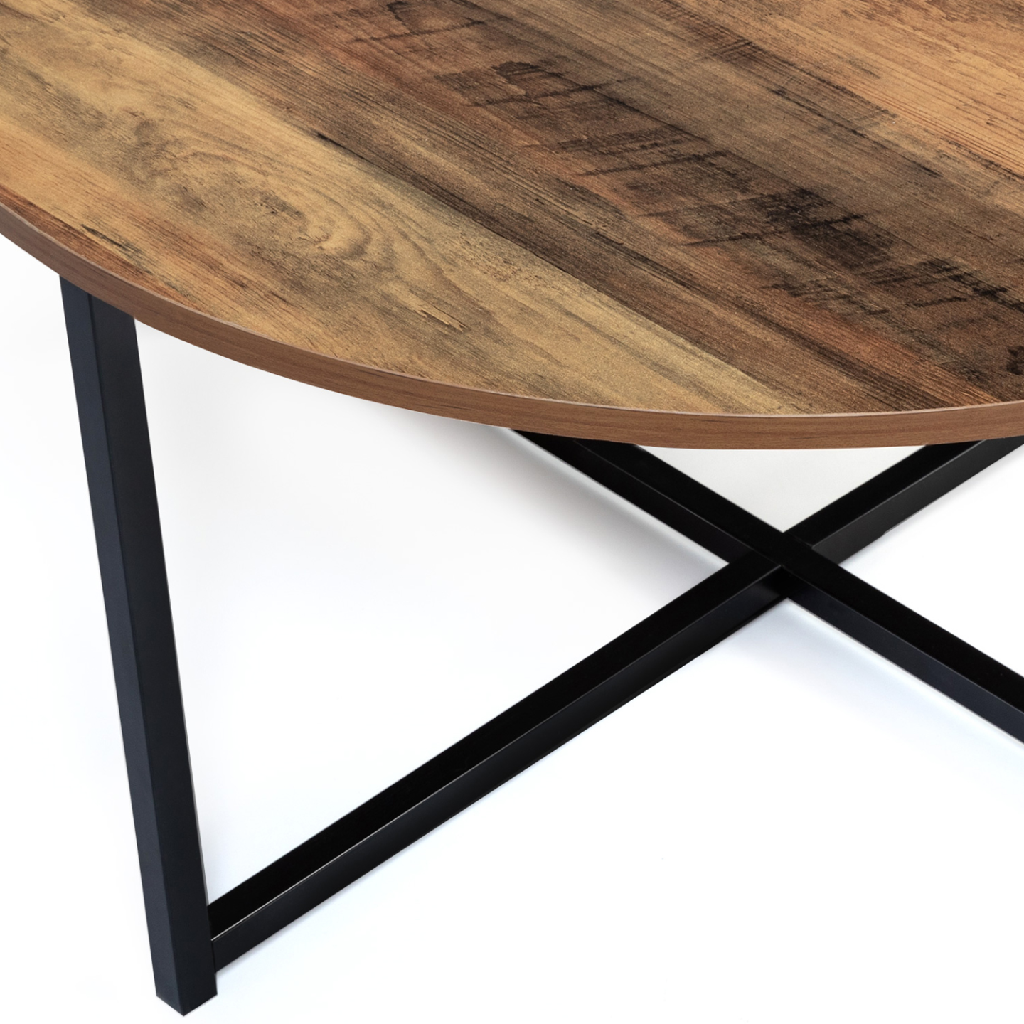 COSTWAY Table Basse Ronde en Verre à 2 niveaux, avec Étagère en Faux