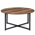 Table basse ronde HAWKINS 80 cm effet vieilli design industriel