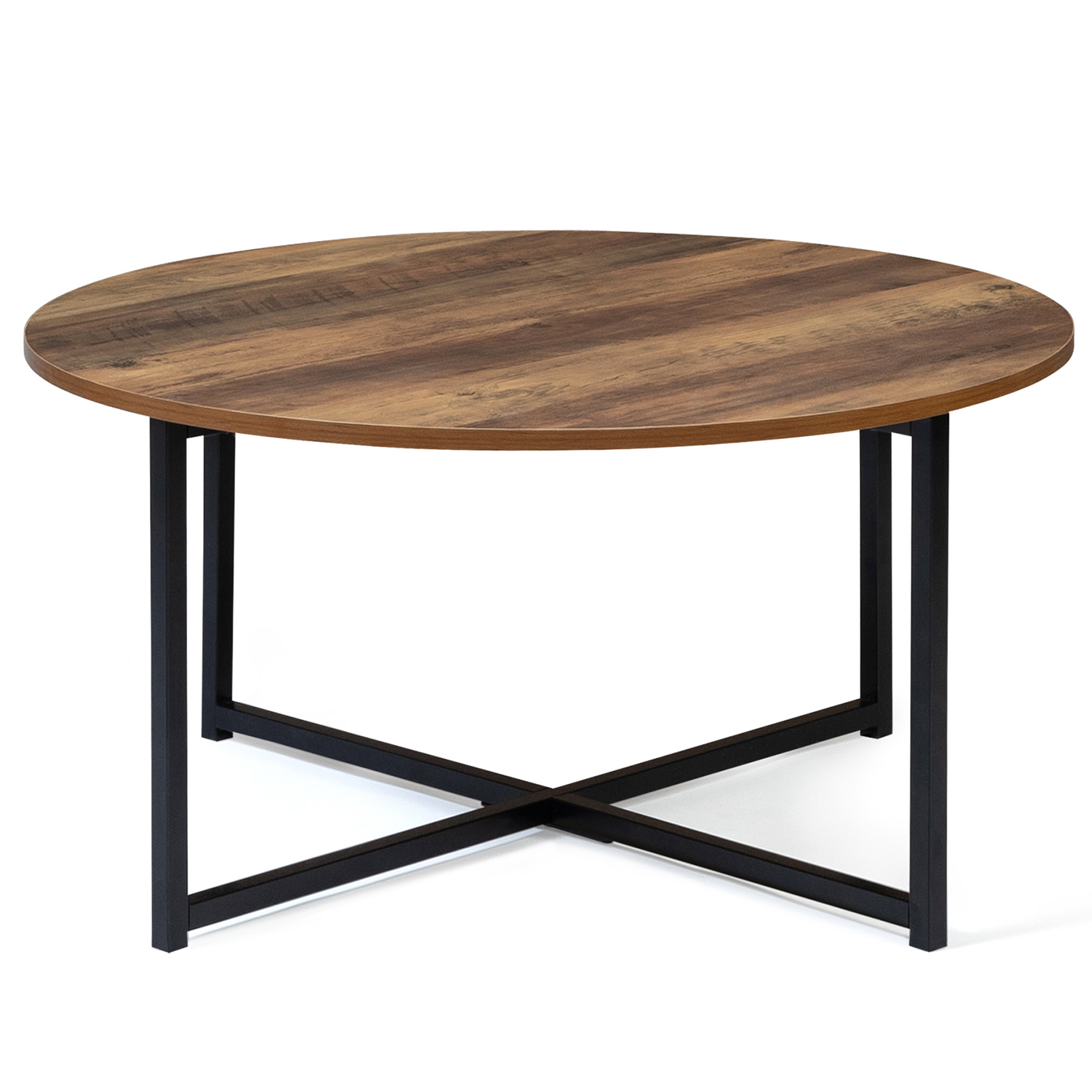 Table basse ronde industrielle bois foncé DAYTON ID Market