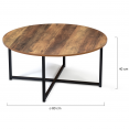 Table basse ronde HAWKINS 80 cm effet vieilli design industriel