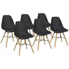 Lot de 6 chaises SANDRA noires pour salle à manger