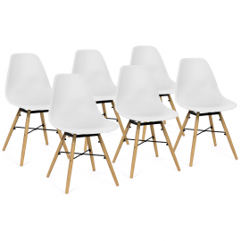 Lot de 6 chaises SANDRA blanches pour salle à manger Lot de 6 chaises SANDRA blanches pour salle à manger