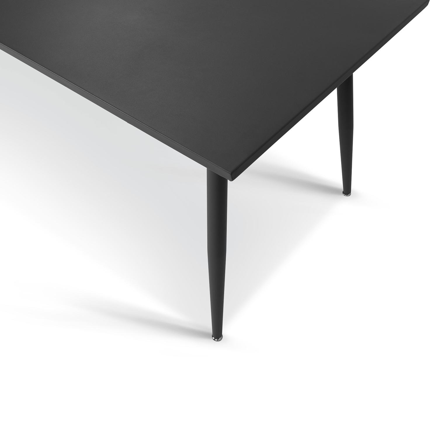 Salon Jardin Madrid IDMarket - Table 150cm Verre Trempé + 6 Chaises Empilables Gris Anthracite