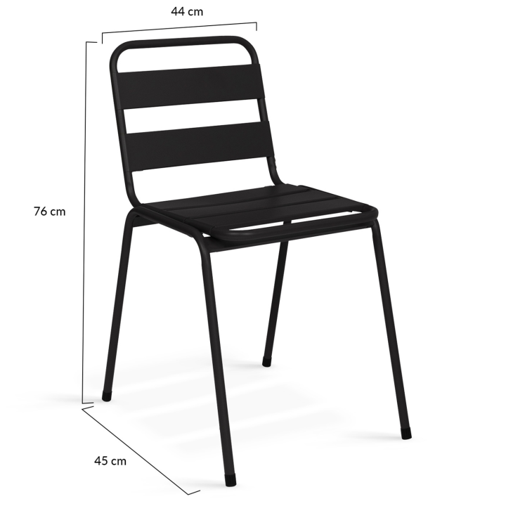Lot de 6 chaises de jardin en acier mix color gris anthracite, noir et bleu