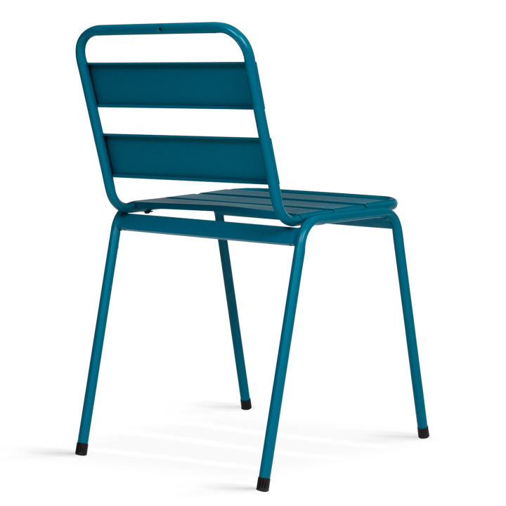 Lot de 6 chaises de jardin en acier mix color gris anthracite, noir et bleu