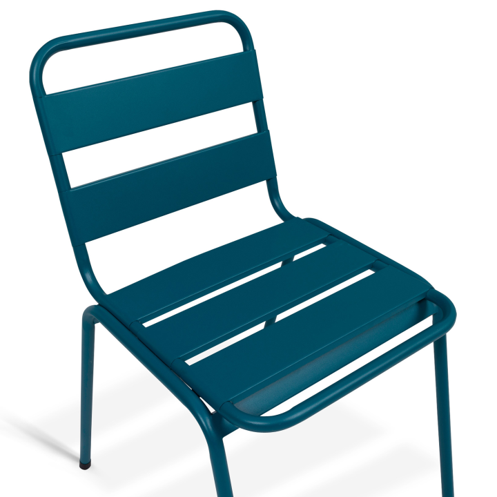 Lot de 6 chaises de jardin en acier mix color gris anthracite, noir et bleu