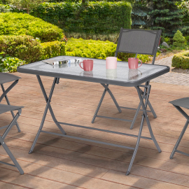 Table de jardin pliante VENISE 110 cm en acier et verre trempé Table de jardin pliante VENISE 110 cm en acier et verre trempé