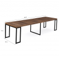 Table console extensible TORONTO 14 personnes 300 cm bois foncé design industriel