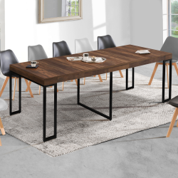 15390 - Tavolo industriale allungabile per 14 persone 300 cm in legno scuro Table console extensible TORONTO 14 personnes 300 cm bois foncé design industriel