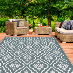 15183 - Tappeto per esterni 180x280 cm grigio e bianco Tapis extérieur TUNIS gris et blanc 180 x 280 CM