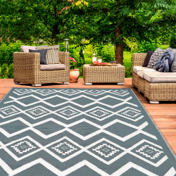 15185 - Tappeto per esterni 180x280 cm grigio e bianco Tapis extérieur MASINKA gris et blanc 180 x 280 CM