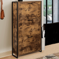 IDMarket Meuble à Chaussures DAYTON 18 Paires - 3 Portes Effet Vieilli Design Industriel