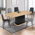 Table à manger extensible EDEN 6-10 personnes bois et noir 160-200 cm