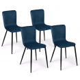Lot de 4 chaises MACHA en velours bleu canard pour salle à manger