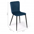 Lot de 4 chaises MACHA en velours bleu canard pour salle à manger