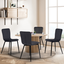 15227 - Sedie di design in velluto grigio scuro x4 Lot de 4 chaises MACHA en velours gris foncé pour salle à manger
