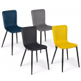 Lot de 4 chaises MACHA en velours mix color bleu, gris clair, gris foncé, jaune