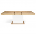 Table à manger extensible rectangle EDEN 6-10 personnes bois et blanc 160-200 cm