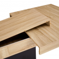 Table à manger extensible rectangle EDEN 6-10 personnes bois et noir 160-200 cm