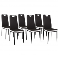 Lot de 6 chaises RONA noires bandeau blanc pour salle à manger