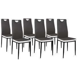 Lot de 6 chaises RONA grises bandeau blanc pour salle à manger