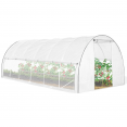 Serre tunnel de jardin 18M² blanche relevable avec moustiquaire