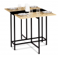 Table console pliable EDI 2-4 personnes façon hêtre et noir design industriel