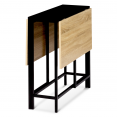 Table console pliable EDI 2-4 personnes façon hêtre et noir design industriel