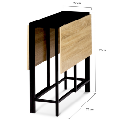 Table Console Pliable EDI IDMarket - 2 à 6 Personnes, Bois Noir Plateau Hêtre, Rangements Intégrés 150x80 Cm